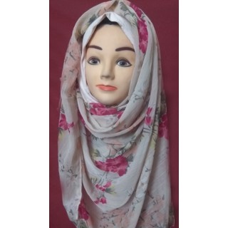 Mariam hijab -Light Pink Flower Printed 